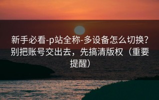 新手必看-p站全称-多设备怎么切换？别把账号交出去，先搞清版权（重要提醒）