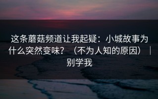这条蘑菇频道让我起疑：小城故事为什么突然变味？（不为人知的原因）｜别学我