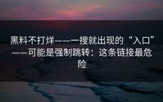 黑料不打烊——一搜就出现的“入口”——可能是强制跳转：这条链接最危险