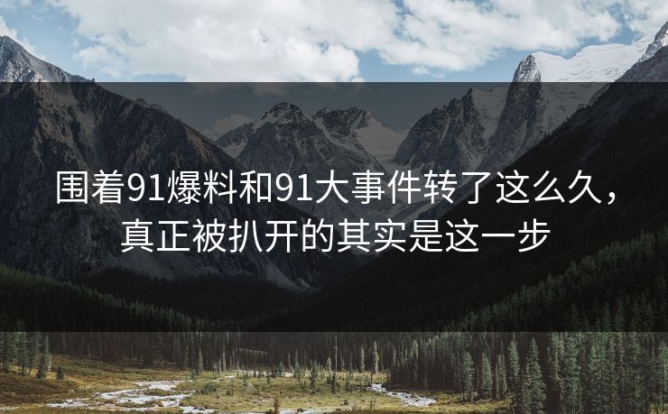 围着91爆料和91大事件转了这么久，真正被扒开的其实是这一步
