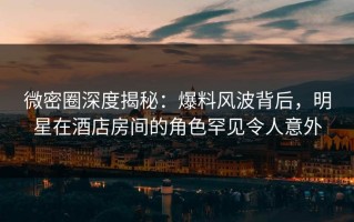 微密圈深度揭秘：爆料风波背后，明星在酒店房间的角色罕见令人意外