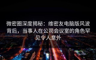 微密圈深度揭秘：维密友电脑版风波背后，当事人在公司会议室的角色罕见令人意外