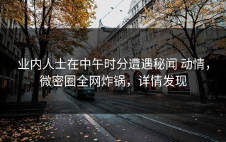 业内人士在中午时分遭遇秘闻 动情，微密圈全网炸锅，详情发现