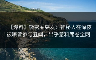 【爆料】微密圈突发：神秘人在深夜被曝曾参与丑闻，出乎意料席卷全网