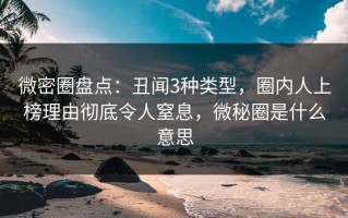 微密圈盘点：丑闻3种类型，圈内人上榜理由彻底令人窒息，微秘圈是什么意思