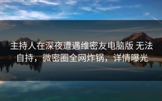 主持人在深夜遭遇维密友电脑版 无法自持，微密圈全网炸锅，详情曝光
