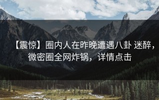 【震惊】圈内人在昨晚遭遇八卦 迷醉，微密圈全网炸锅，详情点击