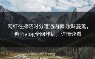网红在拂晓时分遭遇内幕 暧昧蔓延，糖心vlog全网炸锅，详情速看