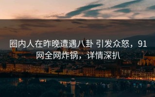 圈内人在昨晚遭遇八卦 引发众怒，91网全网炸锅，详情深扒