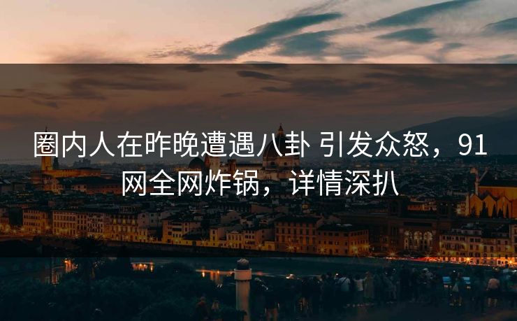 圈内人在昨晚遭遇八卦 引发众怒，91网全网炸锅，详情深扒-第1张图片-麻豆传媒知识中心