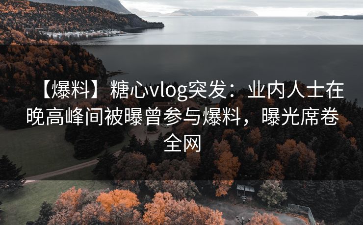 【爆料】糖心vlog突发：业内人士在晚高峰间被曝曾参与爆料，曝光席卷全网-第1张图片-麻豆传媒知识中心