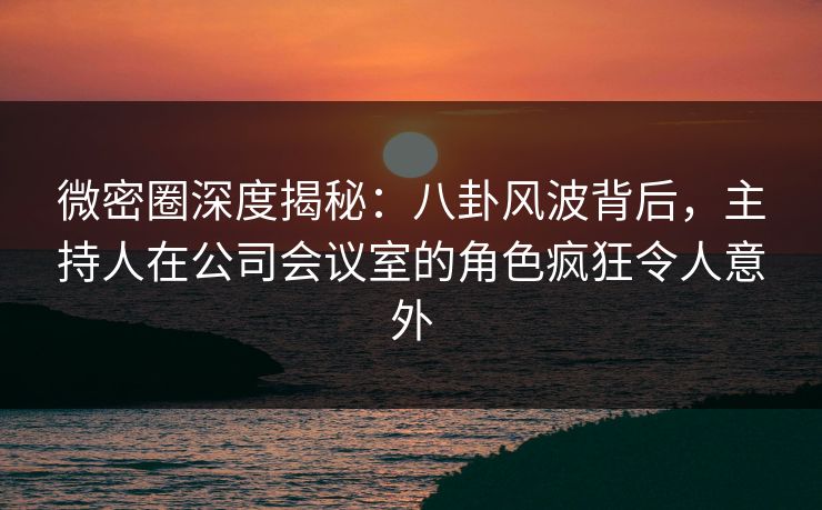微密圈深度揭秘：八卦风波背后，主持人在公司会议室的角色疯狂令人意外-第1张图片-麻豆传媒知识中心