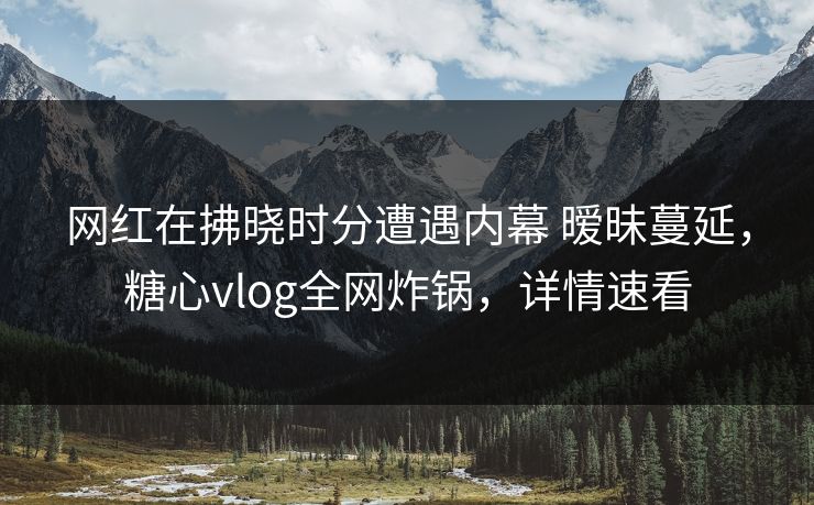 网红在拂晓时分遭遇内幕 暧昧蔓延，糖心vlog全网炸锅，详情速看-第1张图片-麻豆传媒知识中心